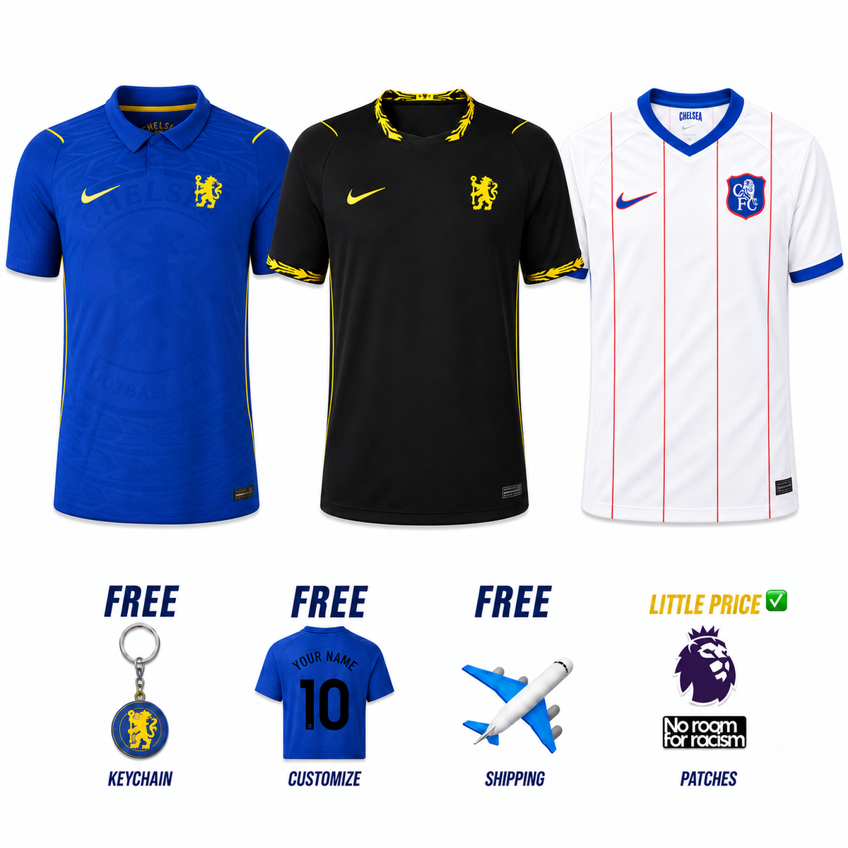 COMBO Chelsea Home, Away & Third Fan 2026/27