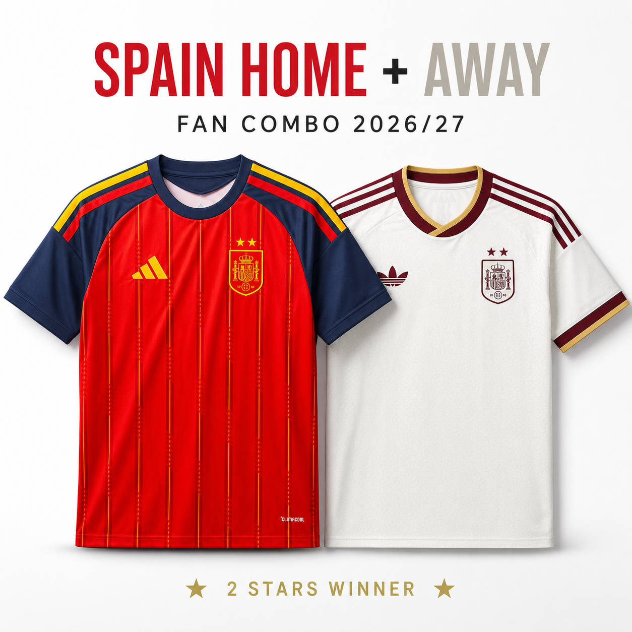 COMBO Spain Home + Away Fan 2026/27 - 2 Stars Winner ⭐⭐